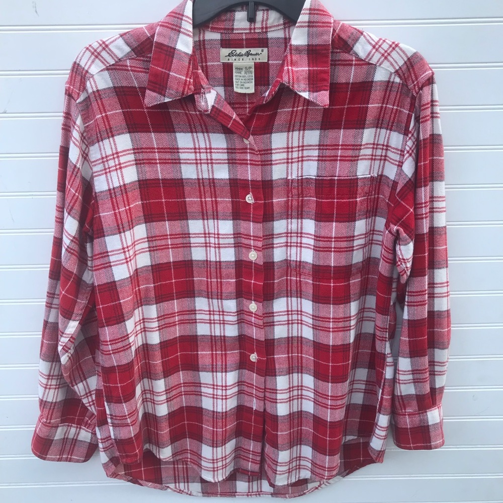 Eddie Bauer Red Plaid Flannel Shirt
